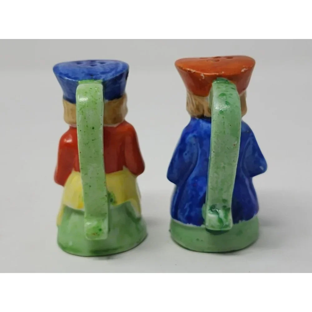 Vintage Porcelain Salt & Pepper Shakers Set With Handles‎ Imperial Couple Japan